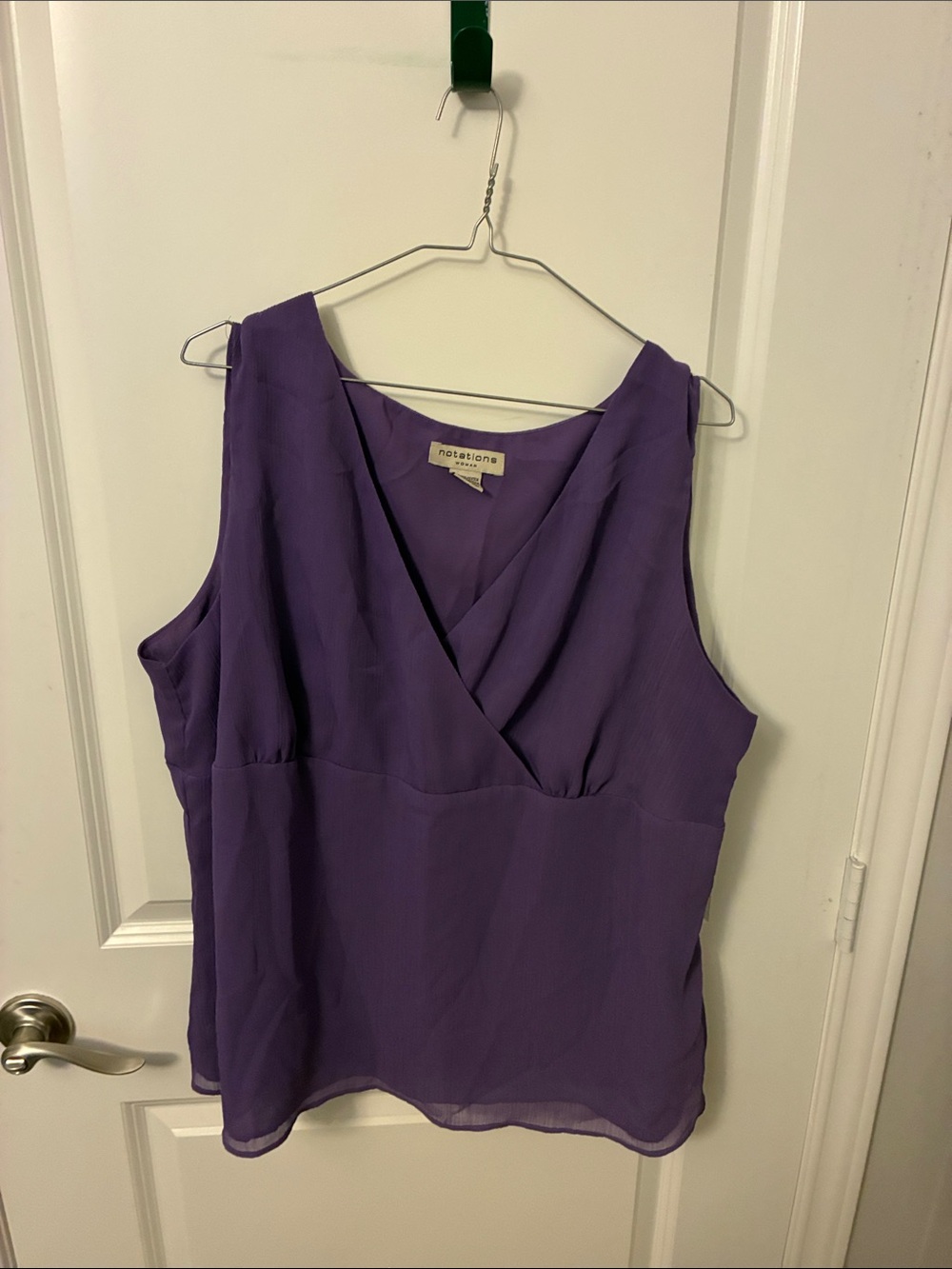 Notations Purple Sleeveless V-Neck Wrap Blouse